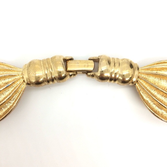VINTAGE 80S 90S UNSIGNED IVANA TRUMP BRUSHED GOLD TONE RIBBON NECKLACE STATEMENT - Picture 12 of 17